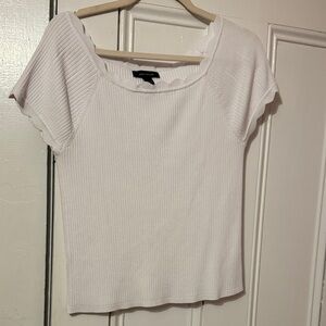 Ann Taylor White Ribbed Crop Top